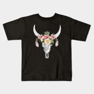 Cow skull floral 1 Kids T-Shirt